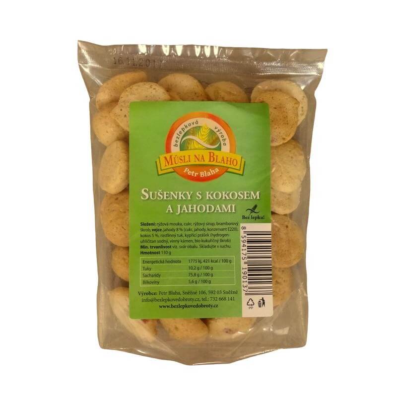 Sušienky s kokosom a jahodami 130 g Sušienky s kokosom a jahodami 130 g