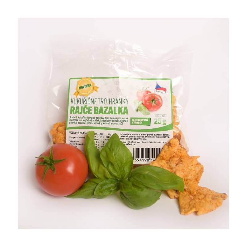 Kukuřičné trojhránky rajče - bazalka 25 g