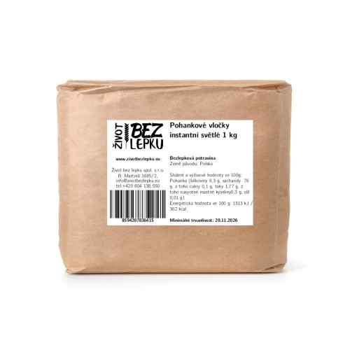Pohankové vločky instantní světlé 1kg